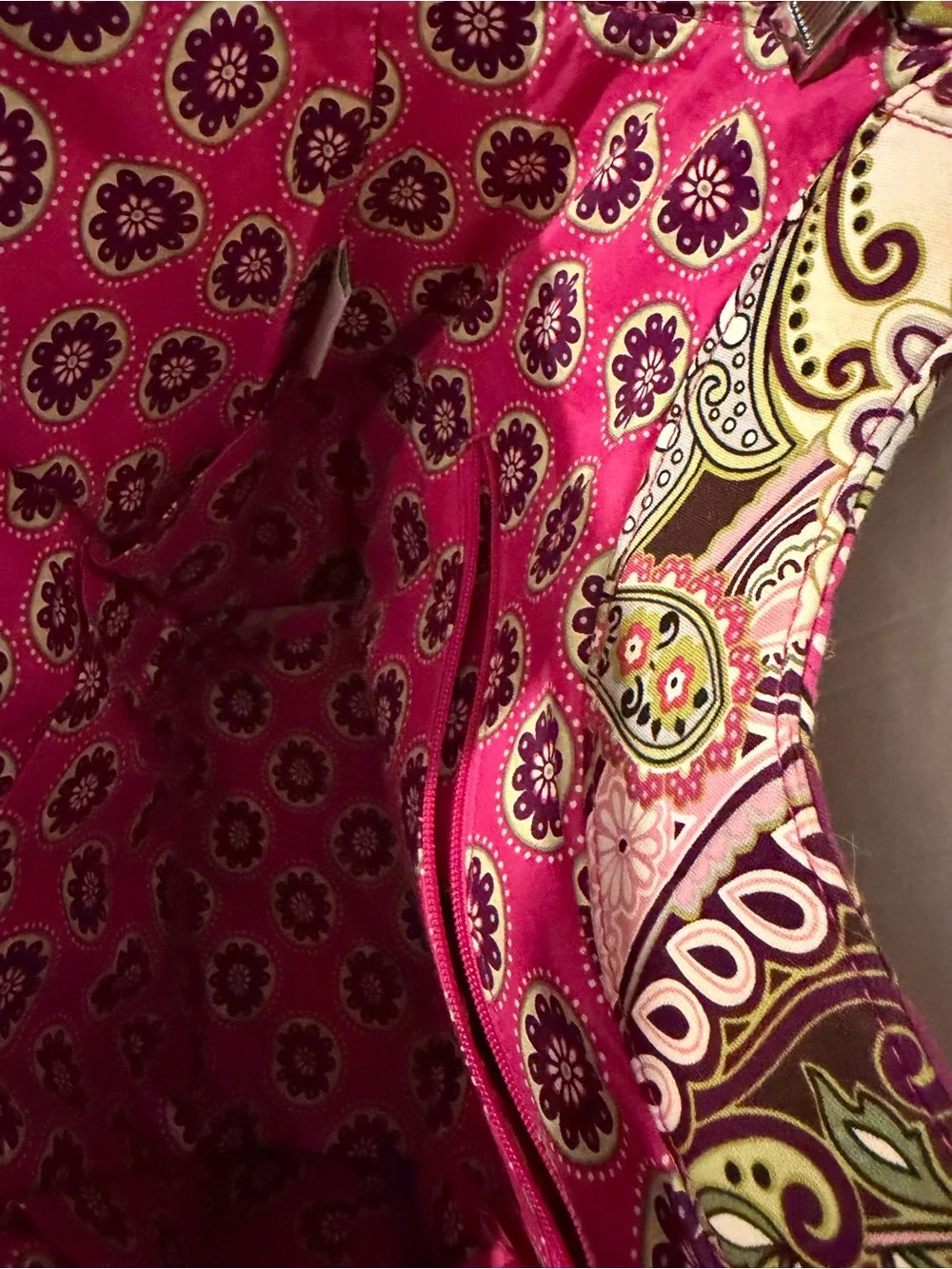 Vera Bradley Quilted Paisley Tote Bag in Pink and Green